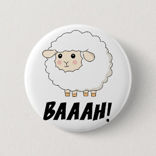 Cute Sheep Baaah 6 Cm Round Badge