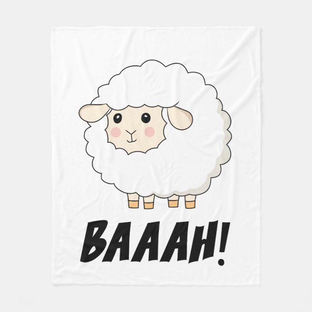 Cute Sheep Baaah Fleece Blanket (Front)