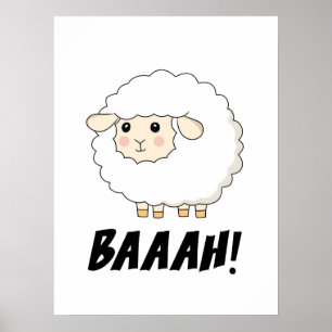 Cute Sheep Baaah Poster