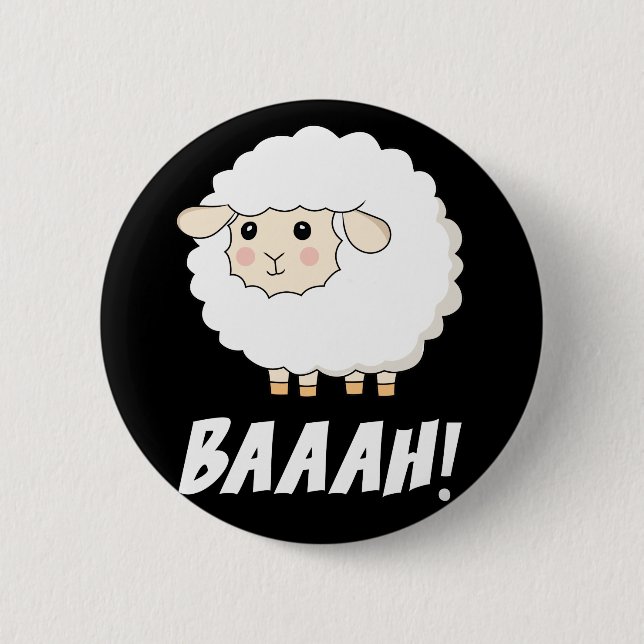Cute Sheep Baah 6 Cm Round Badge (Front)