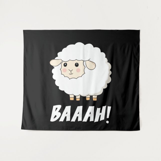 Cute Sheep Baah Tapestry (Front (Horizontal))