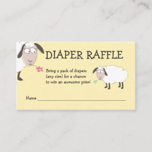Cute Sheep, Baby Shower, Diaper Raffle Enclosure Card