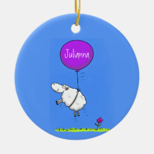 Cute sheep balloon cartoon humor illustration ceramic tree decoration