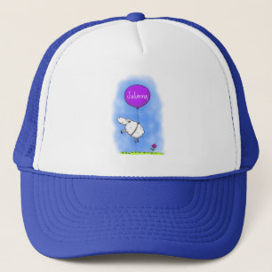 Cute sheep balloon cartoon humor illustration trucker hat