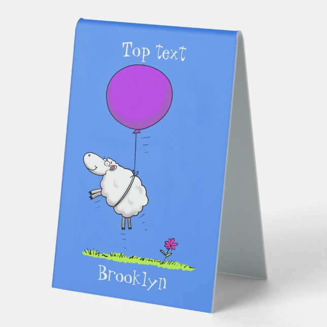 Cute sheep balloon cartoon humour illustration (Front)