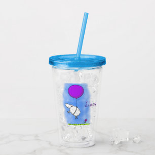 Cute sheep balloon cartoon humour illustration acrylic tumbler