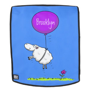 Cute sheep balloon cartoon humour illustration backpack