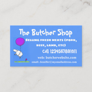 Cute sheep balloon cartoon humour illustration business card