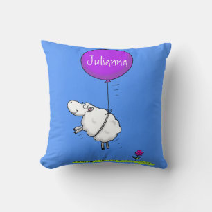 Cute sheep balloon cartoon humour illustration cushion