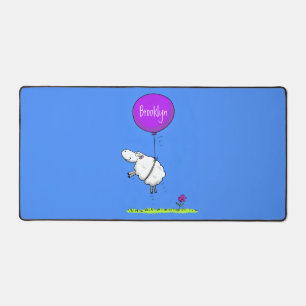 Cute sheep balloon cartoon humour illustration desk mat