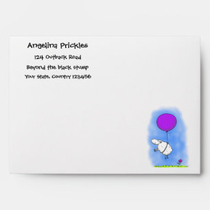Cute sheep balloon cartoon humour illustration envelope