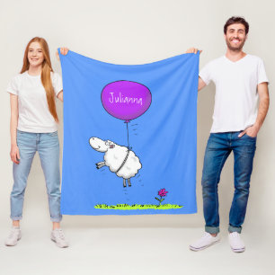 Cute sheep balloon cartoon humour illustration fleece blanket