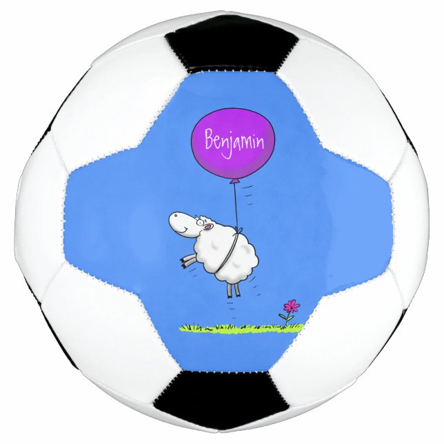 Cute sheep balloon cartoon humour illustration football (Front)