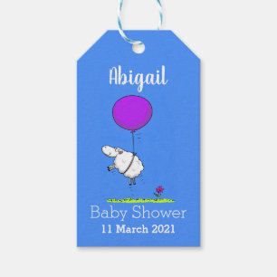 Cute sheep balloon cartoon humour illustration  gift tags