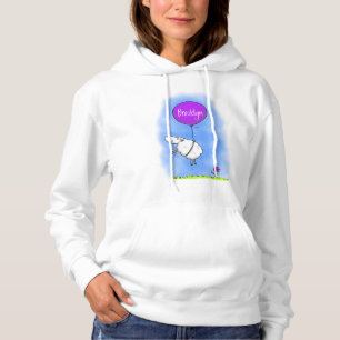 Cute sheep balloon cartoon humour illustration hoodie