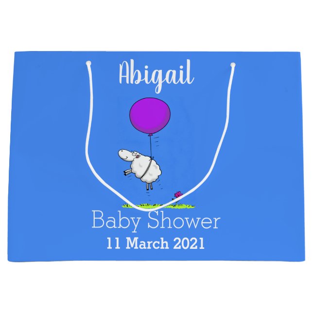 Cute sheep balloon cartoon humour illustration large gift bag (Front)