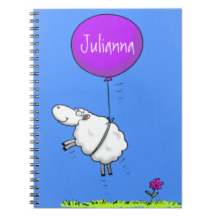 Cute sheep balloon cartoon humour illustration notebook