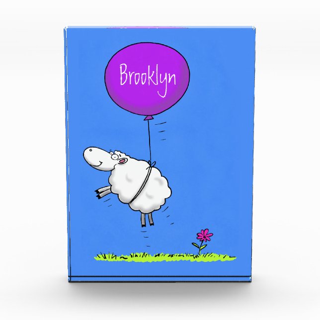 Cute sheep balloon cartoon humour illustration photo block (Front)
