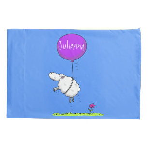 Cute sheep balloon cartoon humour illustration pillowcase