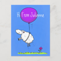 Cute sheep balloon cartoon humour illustration