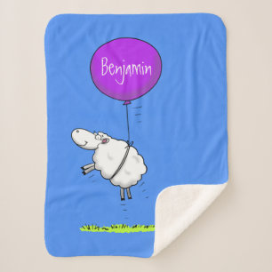 Cute sheep balloon cartoon humour illustration sherpa blanket