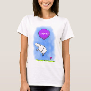 Cute sheep balloon cartoon humour illustration T-Shirt