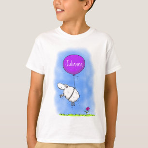 Cute sheep balloon cartoon humour illustration T-Shirt