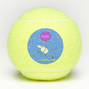 Cute sheep balloon cartoon humour illustration tennis balls