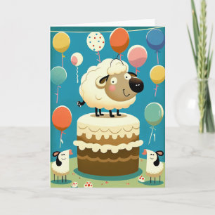 Cute Sheep Birthday Party Greeting Card