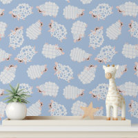 Cute Sheep Blue Nursery Peel and Stick
