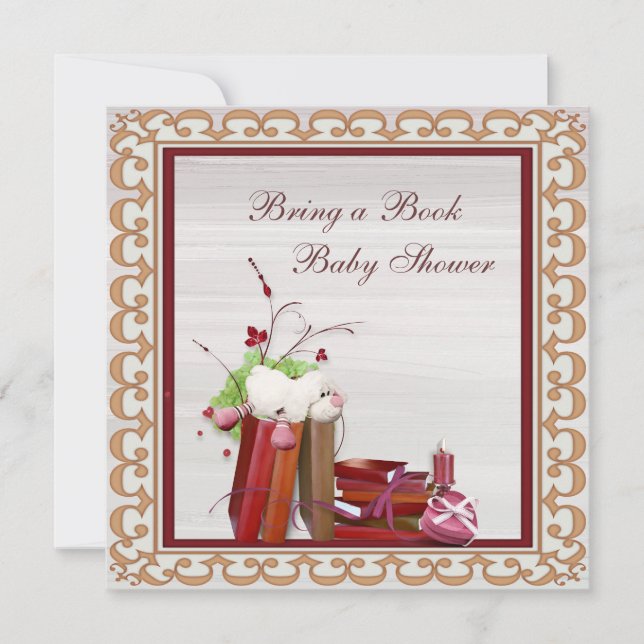 Cute Sheep Bring a Book Baby Shower Invitation (Front)