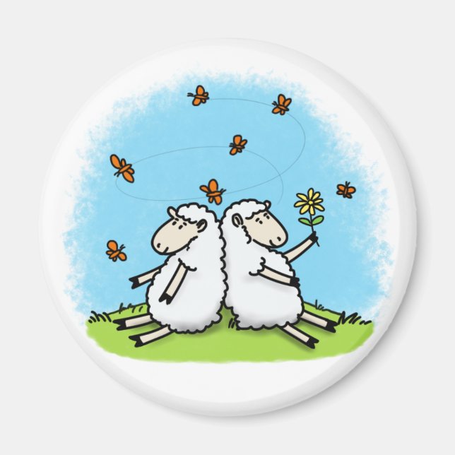 Cute sheep cartoon magnet. magnet (Front)
