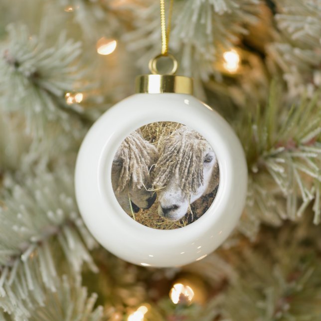 CUTE SHEEP CERAMIC BALL CHRISTMAS ORNAMENT (Tree)