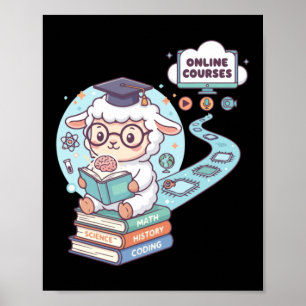 Cute Sheep Character Learning Online Courses Poster