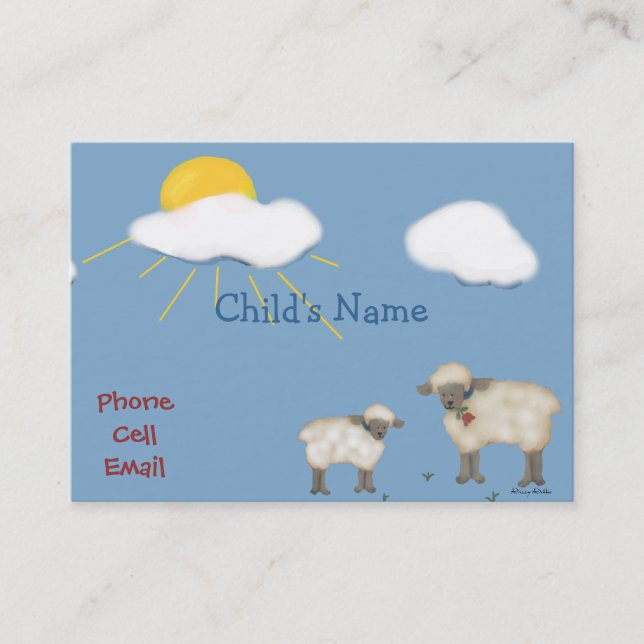 Cute Sheep Children's Calling Card (Front)