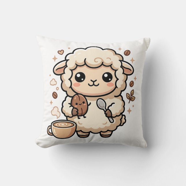 Cute Sheep Coffee Bean Pillow (Front)