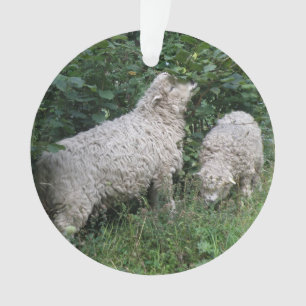 Cute Sheep Eating Leaves Acrylic Ornament