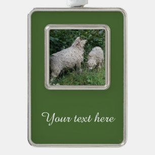 Cute Sheep Eating Leaves Custom Ornament