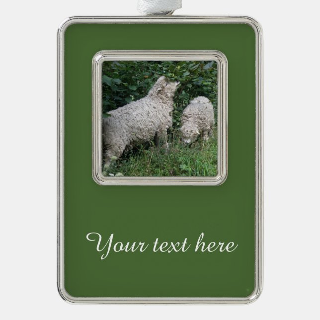 Cute Sheep Eating Leaves Custom Ornament (Front)