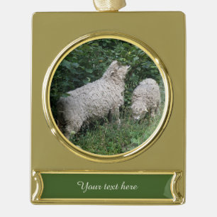 Cute Sheep Eating Leaves Custom Ornament