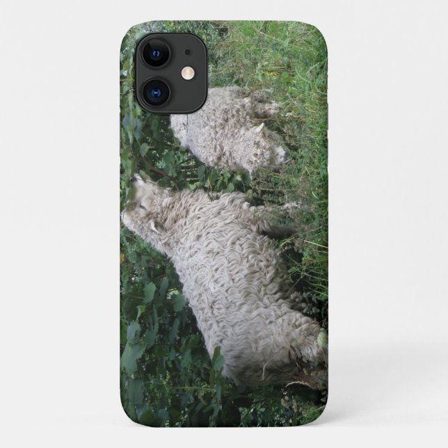 Cute Sheep Eating Leaves iPhone Case (Back)
