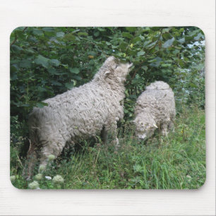 Cute Sheep Eating Leaves Mousepad