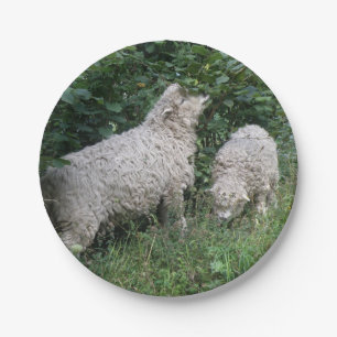 Cute Sheep Eating Leaves Paper Plate