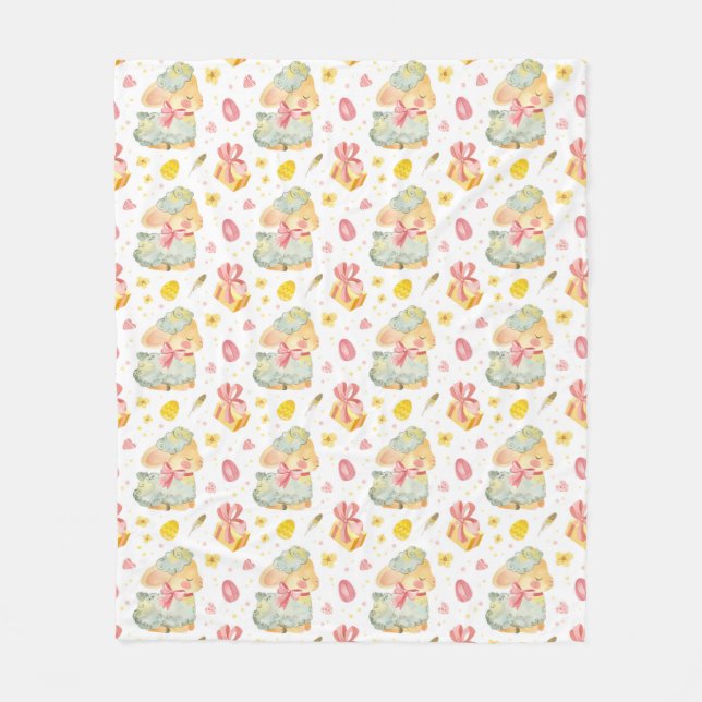 Cute Sheep Fleece Blanket (Front)