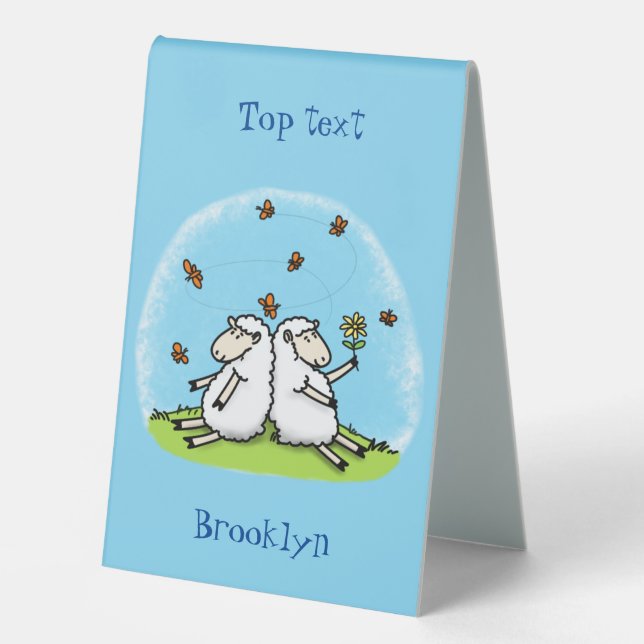 Cute sheep friends and butterflies cartoon (Front)