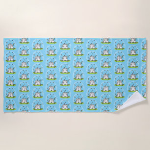 Cute sheep friends and butterflies cartoon beach towel