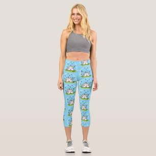 Cute sheep friends and butterflies cartoon capri leggings