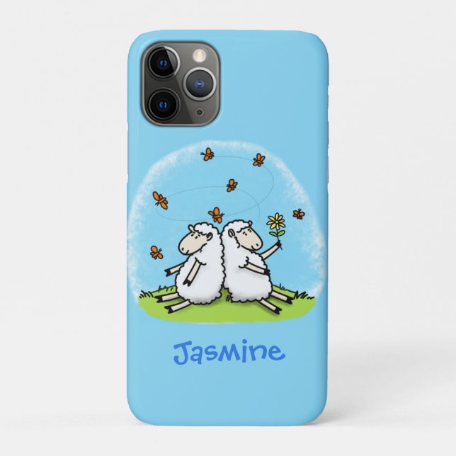 Cute sheep friends and butterflies cartoon Case-Mate iPhone case (Back)