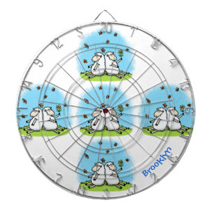Cute sheep friends and butterflies cartoon dartboard