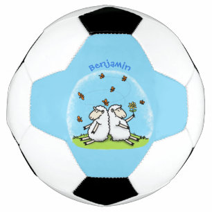 Cute sheep friends and butterflies cartoon football